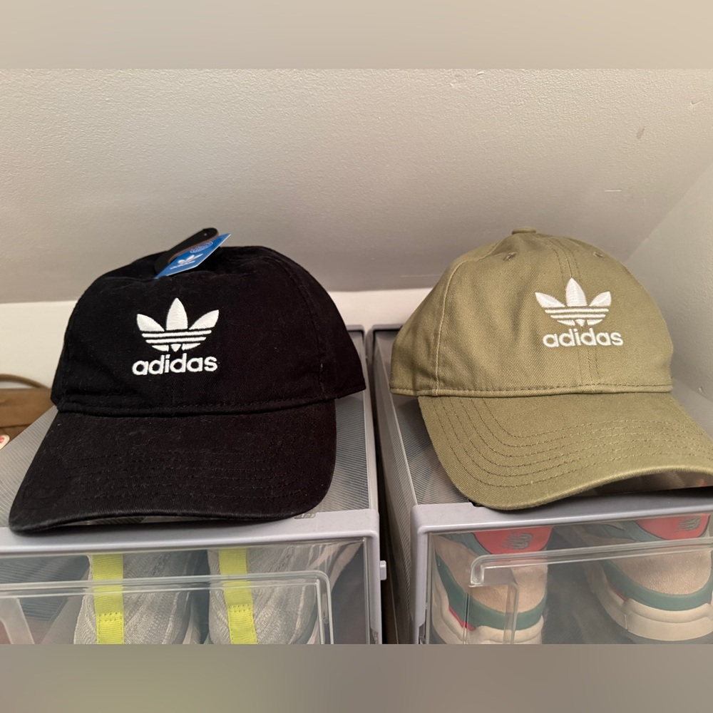 Two Adidas adjustable caps; OSFW